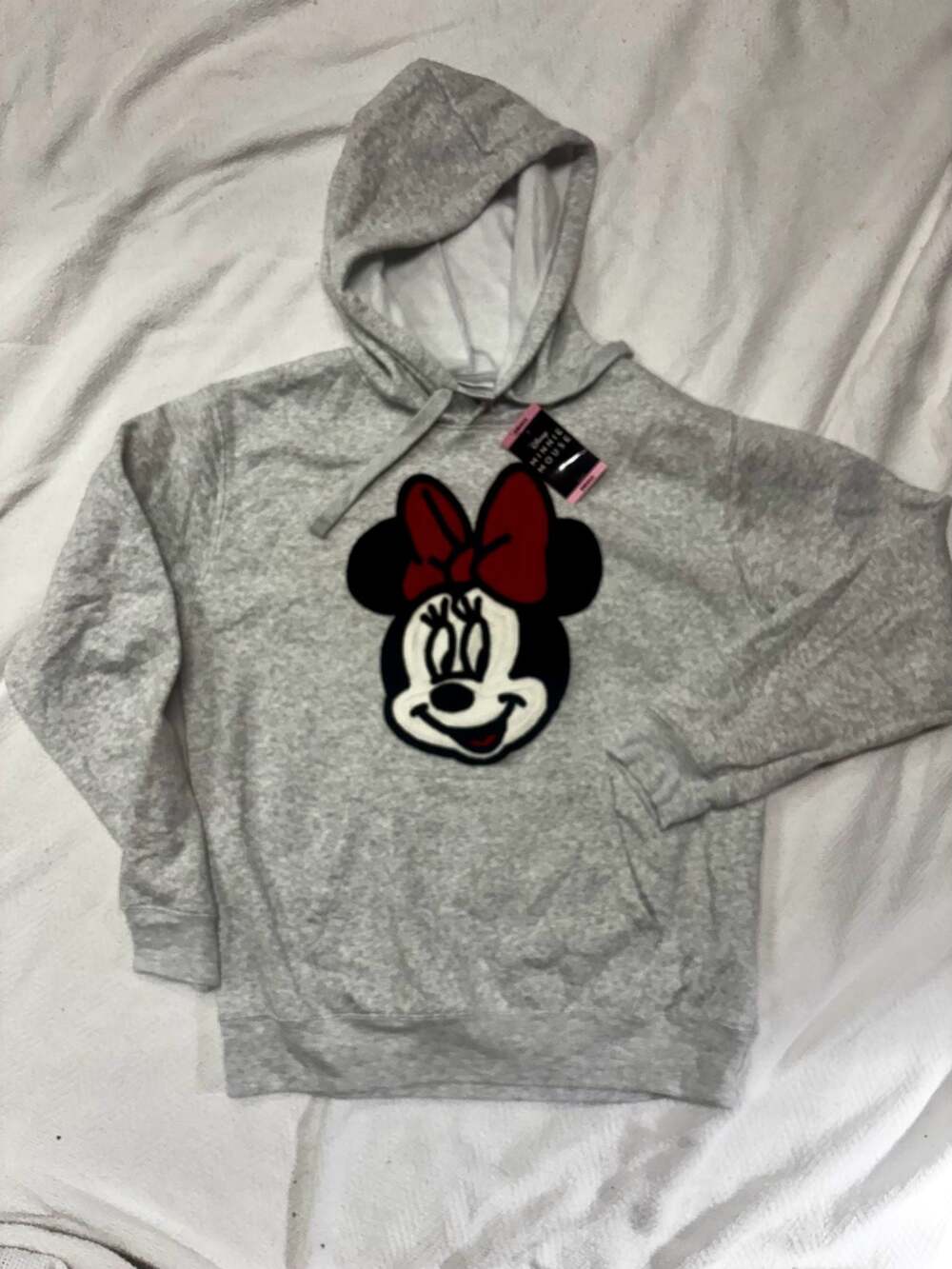 Disney Minnie Mouse Heather Grey Hoodie Women's Small